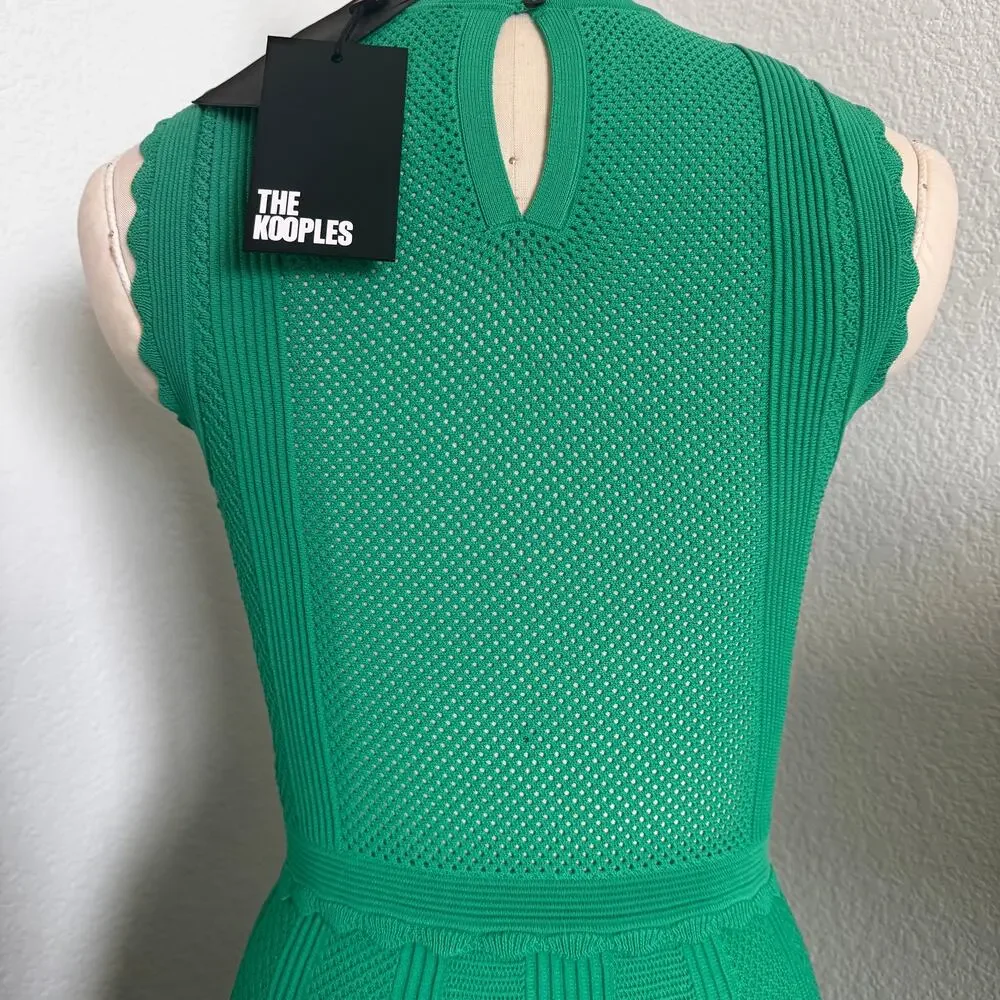 The Kooples | NWT Kelly Green Knit Pointelle Fit & Flare Dress Size 0/XS - Picture 10 of 12